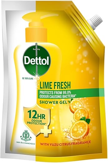 Dettol Body Wash and Shower Gel for Women and Men, Lime fresh - 450ml | Soap-Free Bodywash | 12h Odour Protection