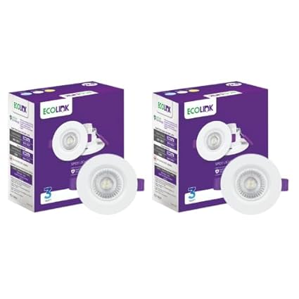 EcoLink 3-watt LED Spot Light | 2 inch Deep JB LED Spot Light for Home | Colour : Crystal White, Pack of 2