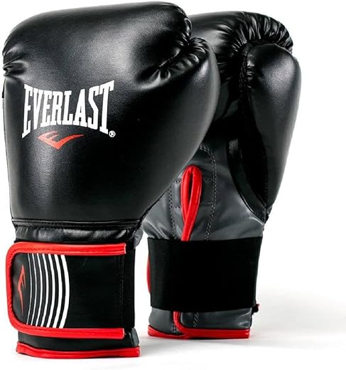 Everlast Core Training Boxing Gloves (Black/Red, 14oz)