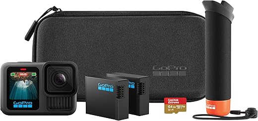 GoPro Hero13 Special Bundle Includes - Hero13 Action Camera, The Handler, 2 Enduro Batteries, 2 Curved Adhesive Mounts, 64GB MicroSD Card (1-Yr International+1-Yr India Warranty),Black