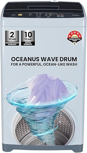 Haier 6.0 Kg 5 Star Oceanus Wave Technology Fully Automatic Top Loading Washing Machine (HWM60-AE, Magic Filter, Moonlight Grey)