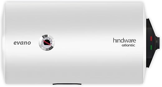 Hindware Atlantic Evano 50L Horizontal Storage Heater (Geyser) White With Glass Line Tank, Wall Mounting