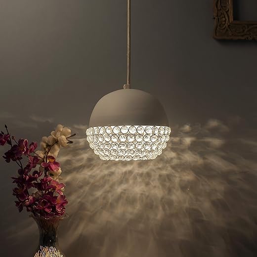 Homesake Matt White Crystal Hanging Globe Light, Ceiling Light, Nordic E27 Pendant