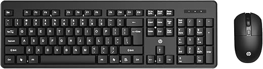 HP KM200 Wireless Mouse and Keyboard Combo, Full-Size Ergonomic Design, 3 Button and Built-in Scroll Wheel, 2.4 GHz Wireless connectio, 3 Years Warranty (7J4G8AA)