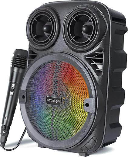 INSTAPLAY BLAST400 Party Speaker(Black) | 20W Bluetooth Speakers | BT V5.2 | Connect with Smartphone, Laptop, Pc & TV | Wired Karaoke Mic | RGB Lights | USB/SD Card Slot | TWS Function