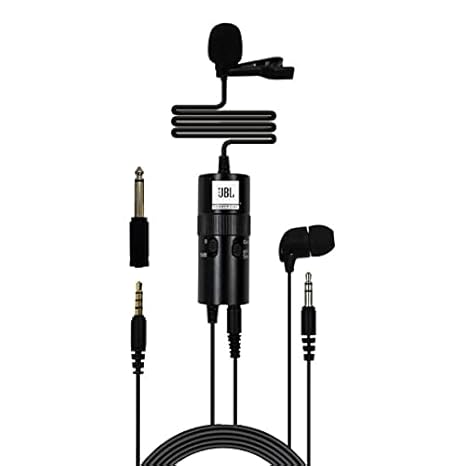 JBL Commercial CSLM30B Auxiliary Omnidirectional Lavalier Microphone with Headphone-Out for Content Creation