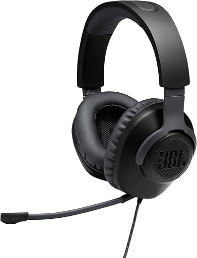 JBL Quantum 100 Wired Over Ear Gaming Headphones with Mic, 40mm Dynamic Drivers, Quantum Sound Signature, Detachable Mic, Memory Foam Cushioning, PC/Mobile/PS/Xbox/Nintendo/VR Compatible (Black)