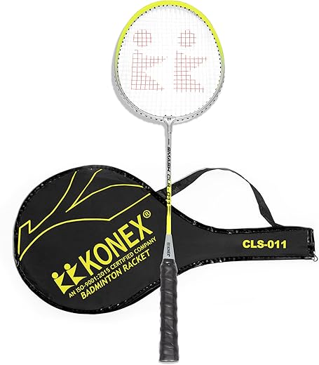 Konex Lightweight Aluminium Composite Badminton Racquet with Free 3/4 Cover | for Beginner and Intermediate Players (Pack of 1, Yellow)