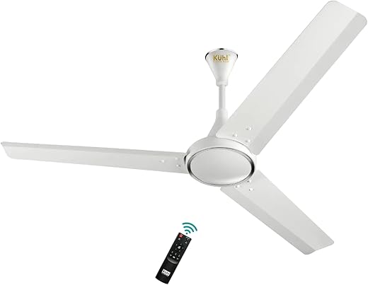 KUHL Prima A4 1200mm Decorative Power Saving BLDC Ceiling Fan with Remote | 29W | Saves upto 65% Electricity | 5 Star | High Air Flow | Stylish Design | White