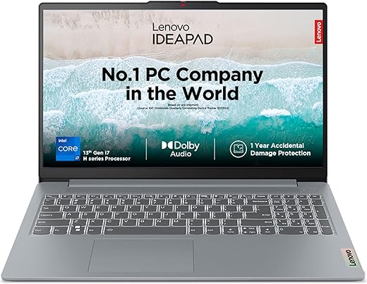 Lenovo IdeaPad Slim 3 13th Gen Intel Core i7-13620H 15" (38.1cm) FHD IPS 300 Nits Thin & Light Laptop (16GB/512GB SSD/Win 11/MSO 21/1Yr ADP Free/Alexa Built-in/3 mon Game Pass/Grey/1.6Kg), 83EM008GIN