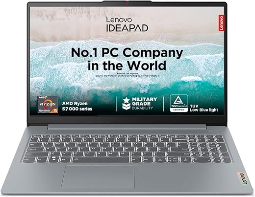 Lenovo Ideapad Slim 3 AMD Ryzen 5 7520U 15.6" (39.6Cm) FHD Thin and Light Laptop (16Gb/512GB SSD/Win 11/Office 2021/Backlit Keyboard/Alexa Built-in/3 Month Game Pass/Arctic Grey/1.62Kg), 82XQ008VIN