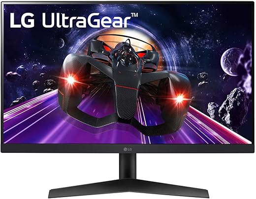 LG 24GN60R Ultragear™ Full HD IPS Panel (1920 x 1080) with 1ms (GtG) Gaming Monitor with 144Hz Refresh Rate, HDR 10, Compatible with AMD FreeSync™ Premium, Black Stabilizer, Stylish Design, Black