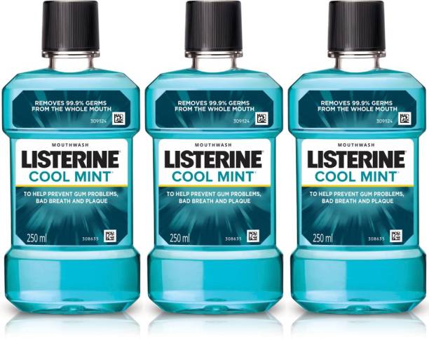 LISTERINE Cool Mint Mouthwash - (Pack of 3 - 250ml each) - Coolmint  (750 ml)