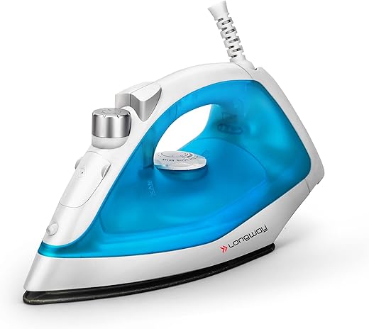 Longway Steamy Light Weight Non Stick Steam Iron, Powerful Steam Output Up to 18 G/Min (1400 Watt, Blue)