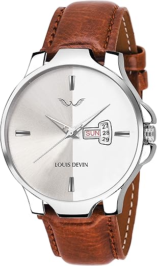 LOUIS DEVIN WT030 Leather Strap Analog Wrist Watch for Men