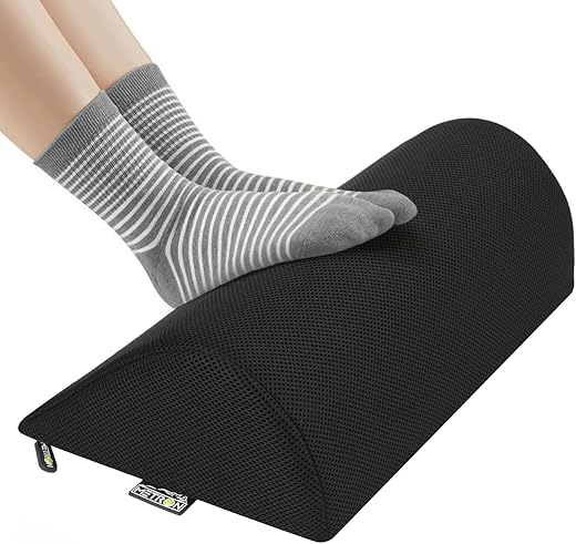 Metron Foot Rest for Office Chair, Office Foot Rest for Under Desk or Table, Ergonomic Foot Rest for Computer Desk, Suitable for Home & Offices, Washable &Removable Cover, Pack of 1 (Black)