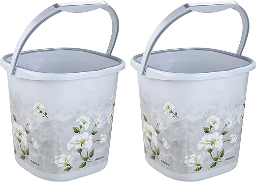 Nayasa Sqr Ring Marble Bathroom Set_Bucket 25 Ltrs 2 Pcs Set_Grey