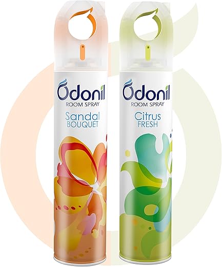 Odonil Room Air Freshner Spray - 440ml Combo (Pack of 2, 220ml each) | Sandal Bouquet & Citrus Fresh | Nature Inspired Fragrance for Home & Office | Long Lasting Fragrance