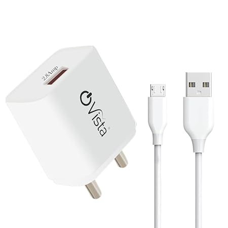 OVISTA 2.1 A Mobile Charger with Detachable Cable Output = 5v=2.8Amp (White, Cable Included)