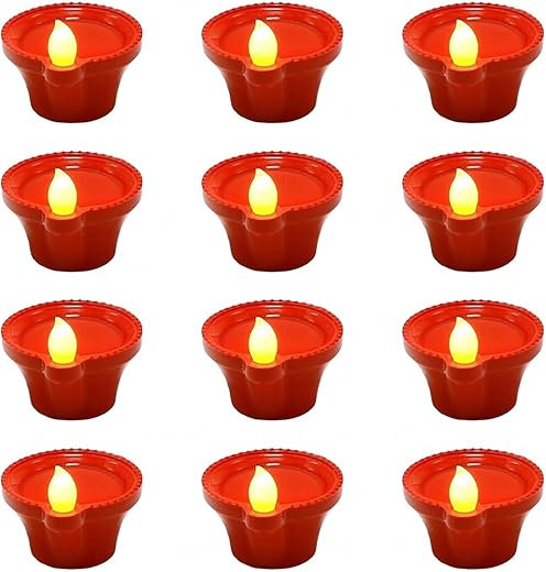 Perpetual Water Sensor Diya for Home Decoration - 6 Pcs Electric Flameless & Smokeless LED Diya Lights, Candle for Home Decor, Diwali Festivals Decoration,Christmas,New Year, Festive(A)