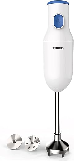 PHILIPS HL1655/00 Hand Blender | Powerful 250W Motor | with Rust free steel arm | Easy single trigger operation | Specially designed blades | Wall bracket for easy storage, 2year warranty Blue & White