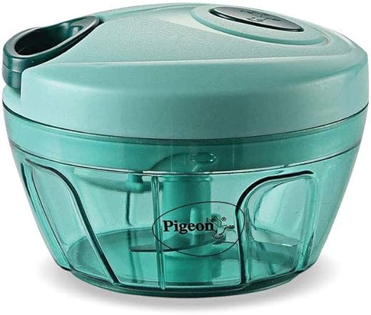 Pigeon Polypropylene Mini Handy and Compact Chopper with 3 Blades for Effortlessly Chopping Vegetables and Fruits for Your Kitchen (12420, Green, 400 ml)