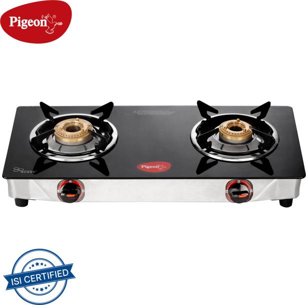 Pigeon Popular Cooktop Glass Manual Gas Stove  (2 Burners)