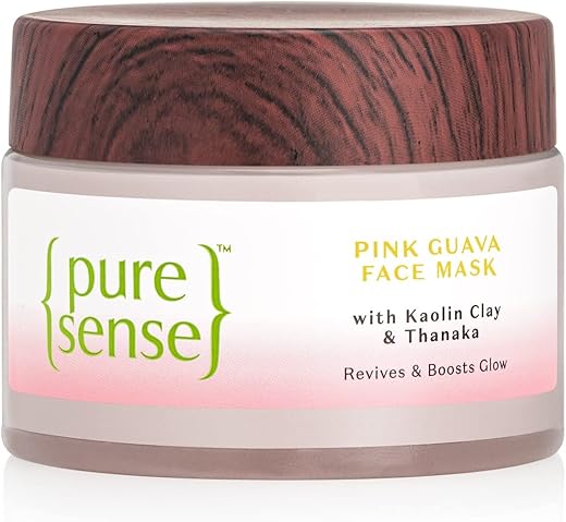 PureSense Pink Guava Face Mask with Kaolin Clay & Thanaka for Glowing Skin | Deep Pore Cleansing | Suitable for Both Men & Women | From the makers of Parachute Advansed | 65g