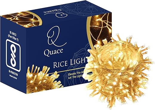 Quace 12 Meter Decorative 42 Warm White LED String Light Plug for Indoor & Outdoor Decorations,String Lights for DIY, Party, Home Decor, Christmas, Diwali