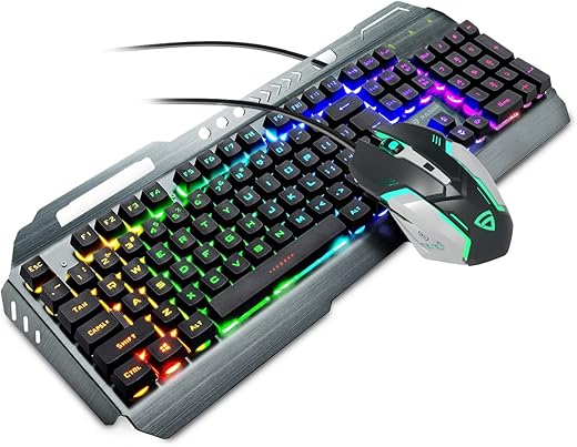 RAEGR RapidGear X70 USB Gaming Keyboard and Mouse Combo | Made of Aluminium Body | 4 Choices of Adjustable DPI, 3 Rainbow Lighting Modes, Instant Media Access, Gaming Mouse for PC/Laptop/Mac-RG10359