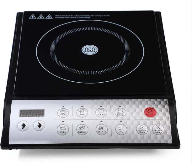 REZEK 2000 W Induction Cooktop Push Button  (Black, 2000W Smart Push Button Induction Cooktop Chula Stove, Auto Off, 1 Year Warranty)