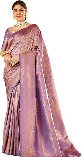 SWORNOF Women's kanjivaram banarasi silk saree for Patola festival Wedding silk with rich pallu Design sarees for women with blouse piece