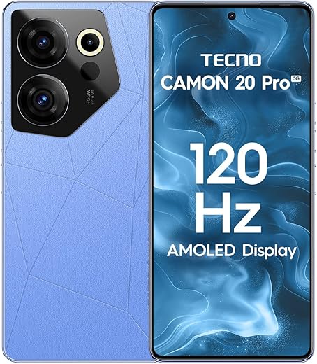 TECNO Camon 20s Pro 5G (Serenity Blue, 8GB RAM,128GB Storage) | MediaTek Dimensity 8020 Processor | 64MP RGBW(G+P) OIS Rear Camera|6.67 FHD+ Big AMOLED Screen