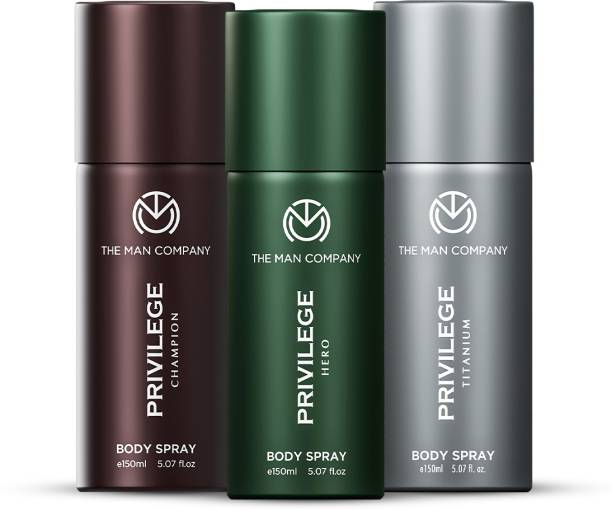 THE MAN COMPANY Privilege Hero, Titanium & Champion | Long-Lasting Deodorant Spray - For Men