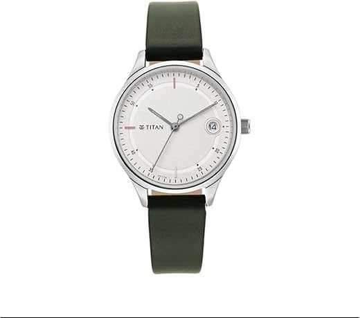 Titan Women Leather Analog White Dial Watch-Np2649Sl01/Np2649Sl01, Band Color-Green