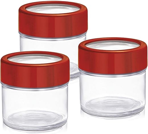 Treo By Milton Alfy Storage Glass Jar Set of 3, 100 ml Each, Assorted