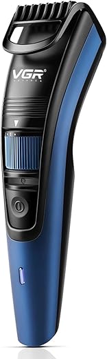 VGR V-052 Professional Hair Trimmer for men – Adjustable Length Settings (0.5-10mm), USB Rechargeable, Cord/Cordless Operation, Washable Head, Includes Guide Comb & Cleaning Accessories (Blue)