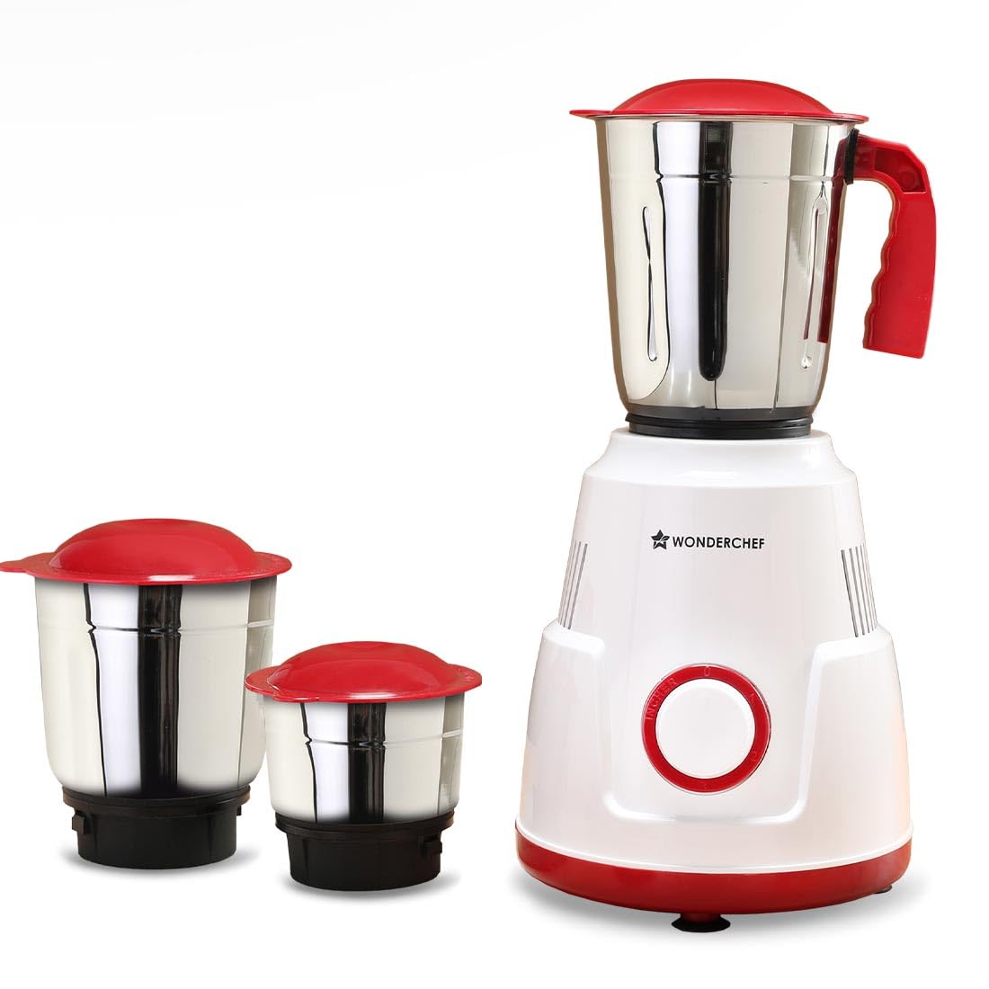 Wonderchef Robo Mixer Grinder | 3 Jars for Blending, Dry Grinding, Chutney Grinding | Low Friction | Low Noise | Conserves Power | Grind Masalas, Nuts, Coconut to Fruits/Vegetables