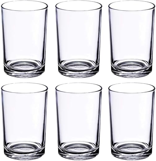 Yera Glass Tumbler 225Ml - Set of 6 for Kitchen | Water | Hot & Cold Drinks | Juice | Cocktail | Milkshake | Smoothie | Ideal for Home | Party | Restaurant | Gifting | Special Occasions - Transparent
