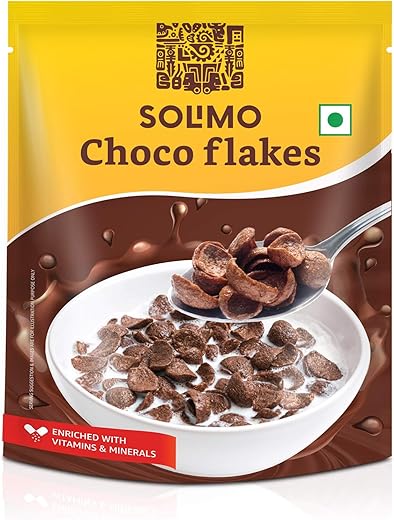 Amazon Brand – Solimo Choco Flakes 1.2 kg | Irresistible Chocolate Flavor | Crunchy and Delicious | High in Fiber | No Added Preservatives