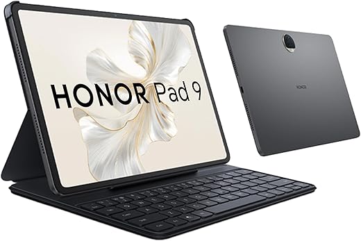 HONOR Pad 9 with Free Bluetooth Keyboard, 12.1-Inch 2.5K Display, 8GB, 256GB Storage, Snapdragon 6 Gen 1 (4nm), 8 Speakers, Up-to 17 Hours, Android 13, WiFi Tablet, Metal Body, Gray