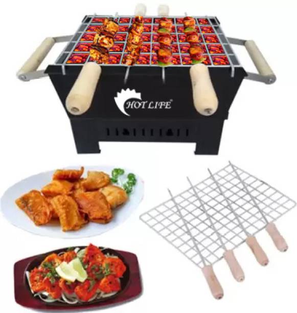 HOT LIFE SmallCharcoalGrillWith4WoodenHandleSkewers Charcoal Grill