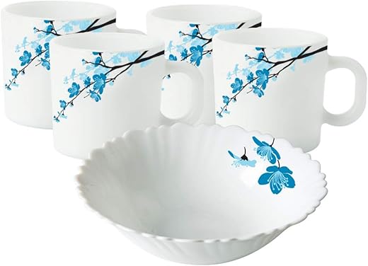 Larah by BOROSIL Opalware Snacks Set - 180ml, 5Pcs, White