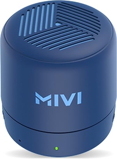 Mivi Play Bluetooth Speaker with 12 Hours Playtime. Wireless Speaker Made in India with Exceptional Sound Quality, Portable and Built in Mic-Blue, One Size