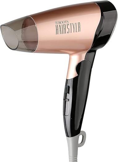 Roots Hair Dryer For Women - Ideal For Blowing/Drying - 1200 Watt Foldable Hair Dryer - 2 Heat Speed Setting - Brown
