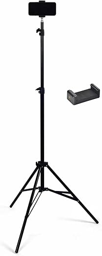 Amazon Basics 7 Feet Tripod Stand with Mobile Phone Holder, Suitable for Mobiles, Lights, Reflectors and Cameras