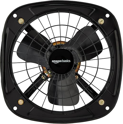 amazon basics High Speed Exhaust Fan I 3 Heavy Duty Blades | Rust Resistant Body | RPM 2600 | 9 inch/225mm Sweep Length (Black)