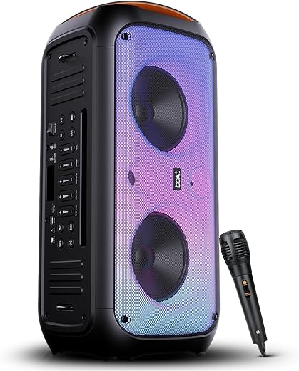 boAt Partypal 300 Speaker with 120 W Signature Sound, Up to 6 hrs Playtime, Built-in Mic, TWS Mode, Bluetooth v5.3, AUX Port, & USB Type-C Port(Premium Black)