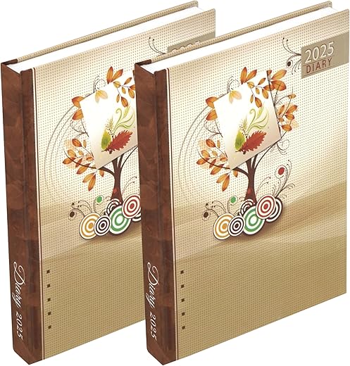 DAHSHA 2 Pack Hard Bound Executive Diary 2025 Planner, Diary 2025 with 365 pages, Daily Planner, Calendar 2025, Size: 22 X 1.5 X 14 cm (Small)