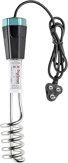 DigiSmart 2000 Watts Water Proof/Shock Proof Immersion Water Heater (Black) with 1 year warranty, Stainless Steel